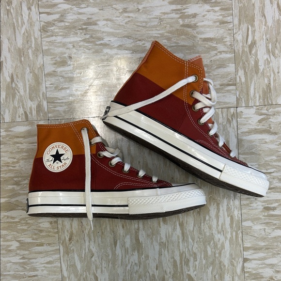 New (no box) Converse Red and Orange High-Top Sneakers - Picture 3 of 5